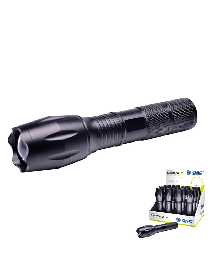 LANTERNA GSC 201825014 LED 10W ALUMINIO (PILHAS) 16,6CM