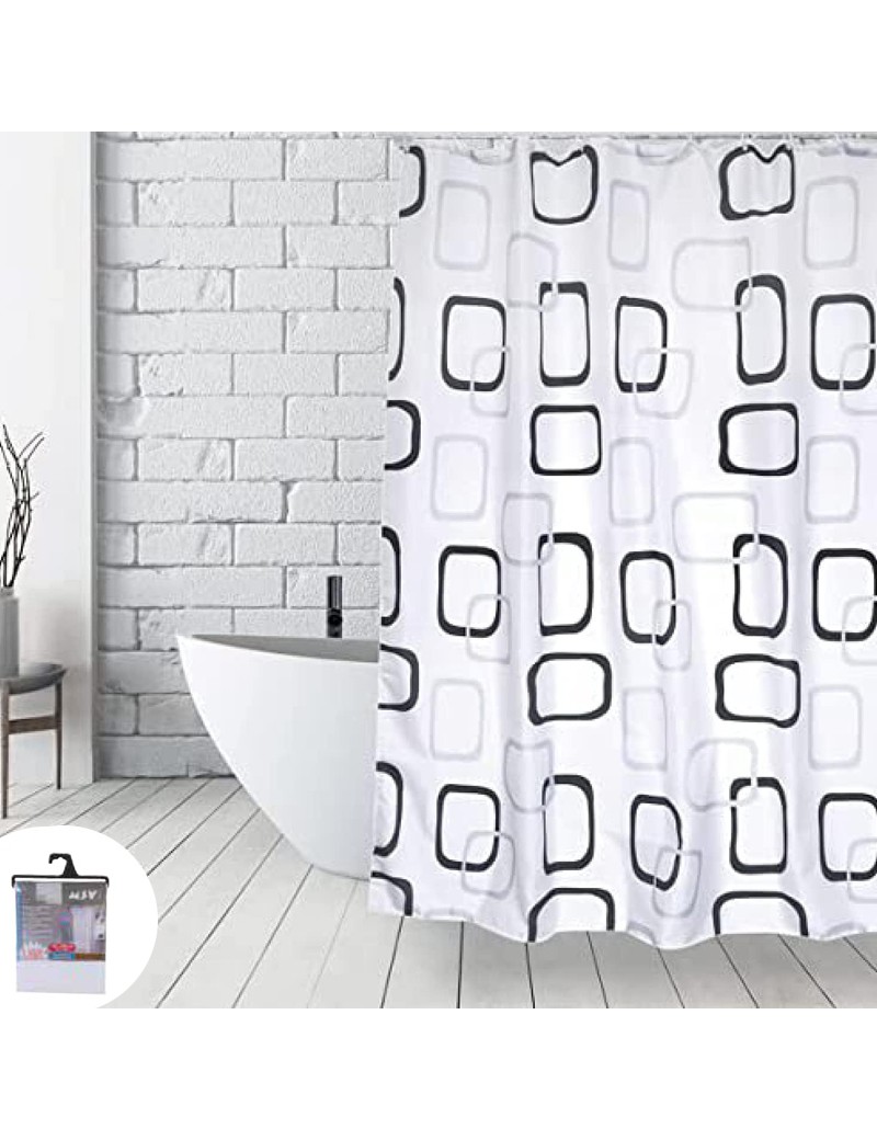 CORTINA BANHO 149243 QUADRADOS 180X200CM TECIDO