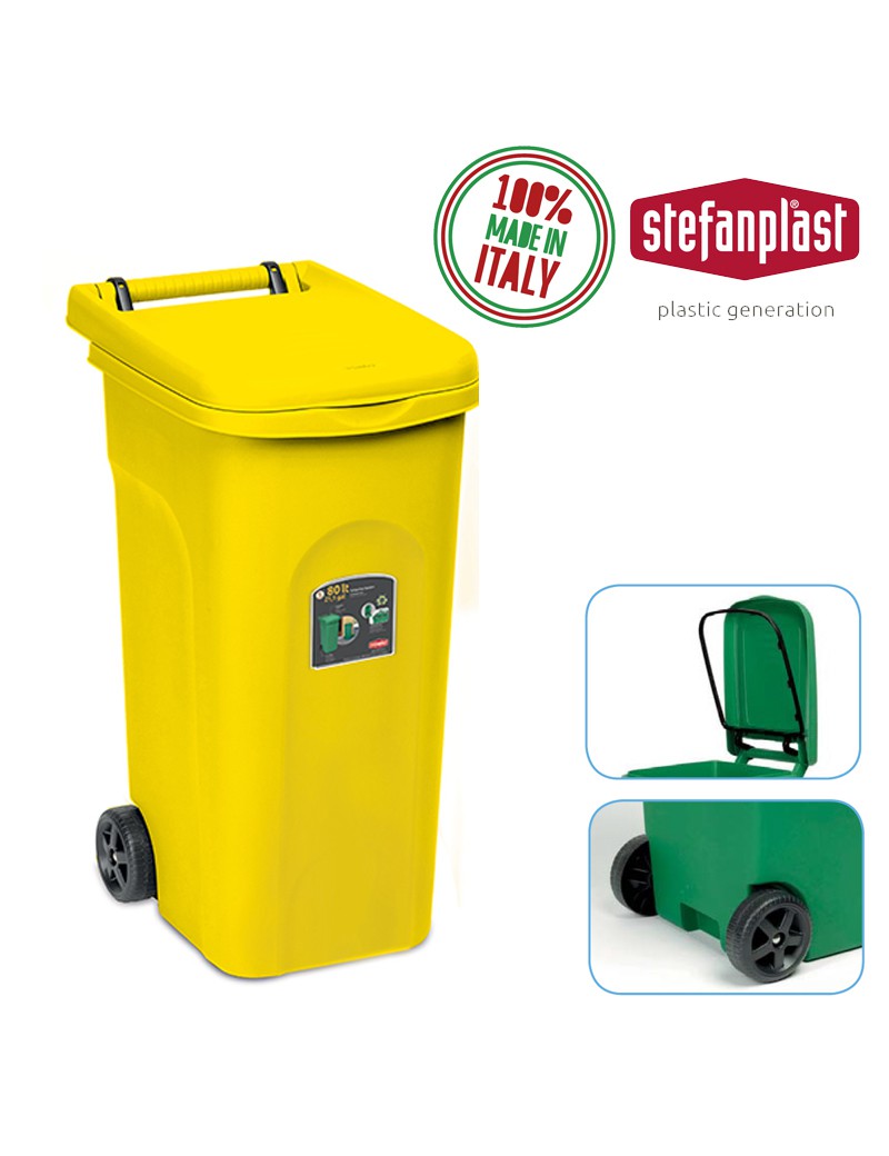 CONTENTOR LIXO 25596 URBAN 80L AMARELO C/RODAS PLST