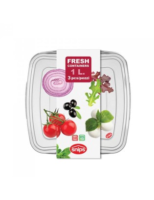 CAIXA HERMETICA SNIPS 055005 FRESH QUAD 1L CONJ.3