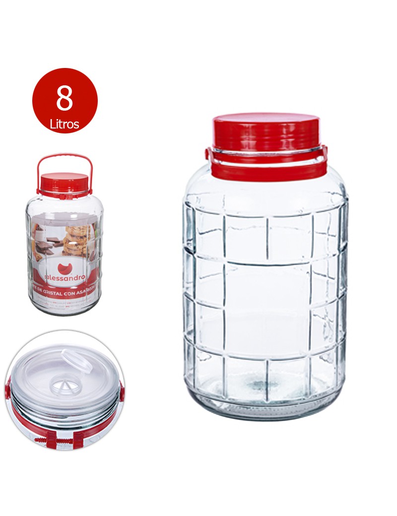FRASCO 104498 TAMPA+PEGA VERMELHA 8L VIDRO