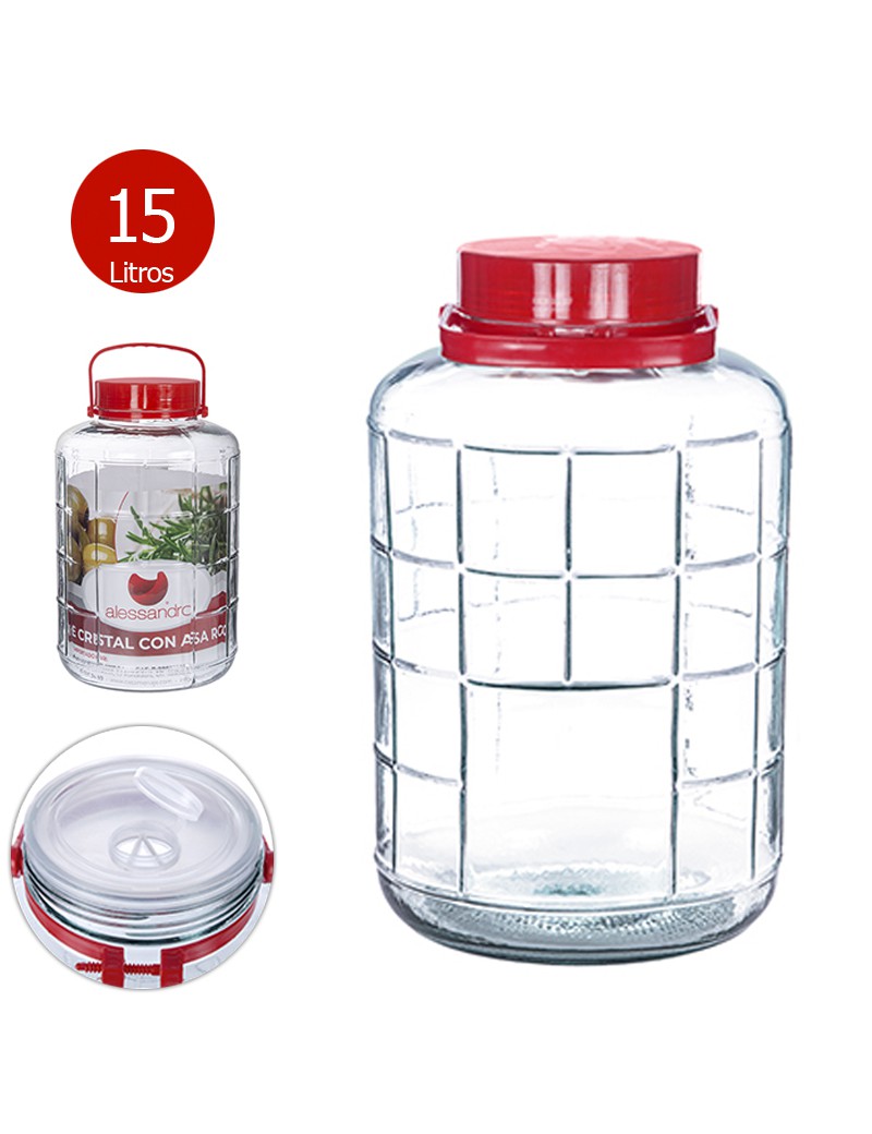 FRASCO 100018 TAMPA+PEGA VERMELHA 15L VIDRO