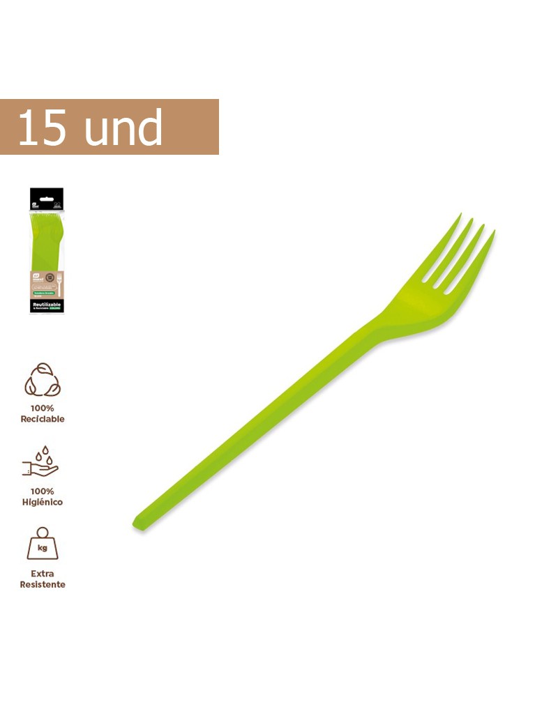 GARFO MAXI 1924R VERDE LIMA 15UND 16,5CM PLST REUTILIZAVEL