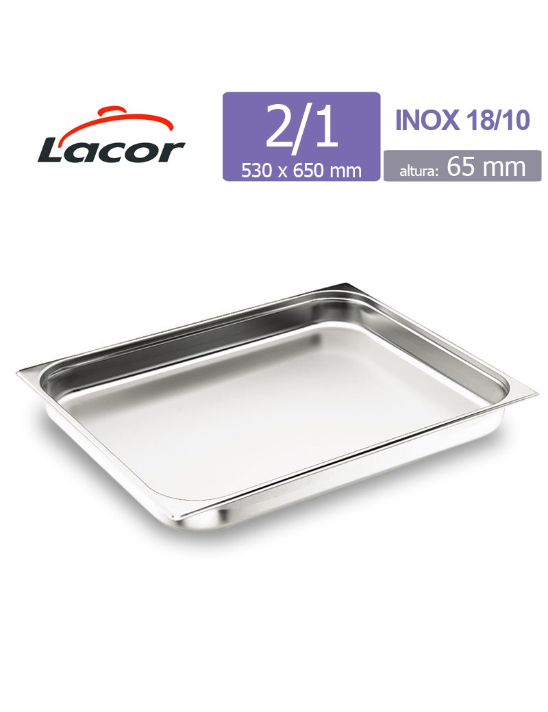 TABULEIRO GASTRONORM LACOR 66065  2/1 X65MM INOX 18/10