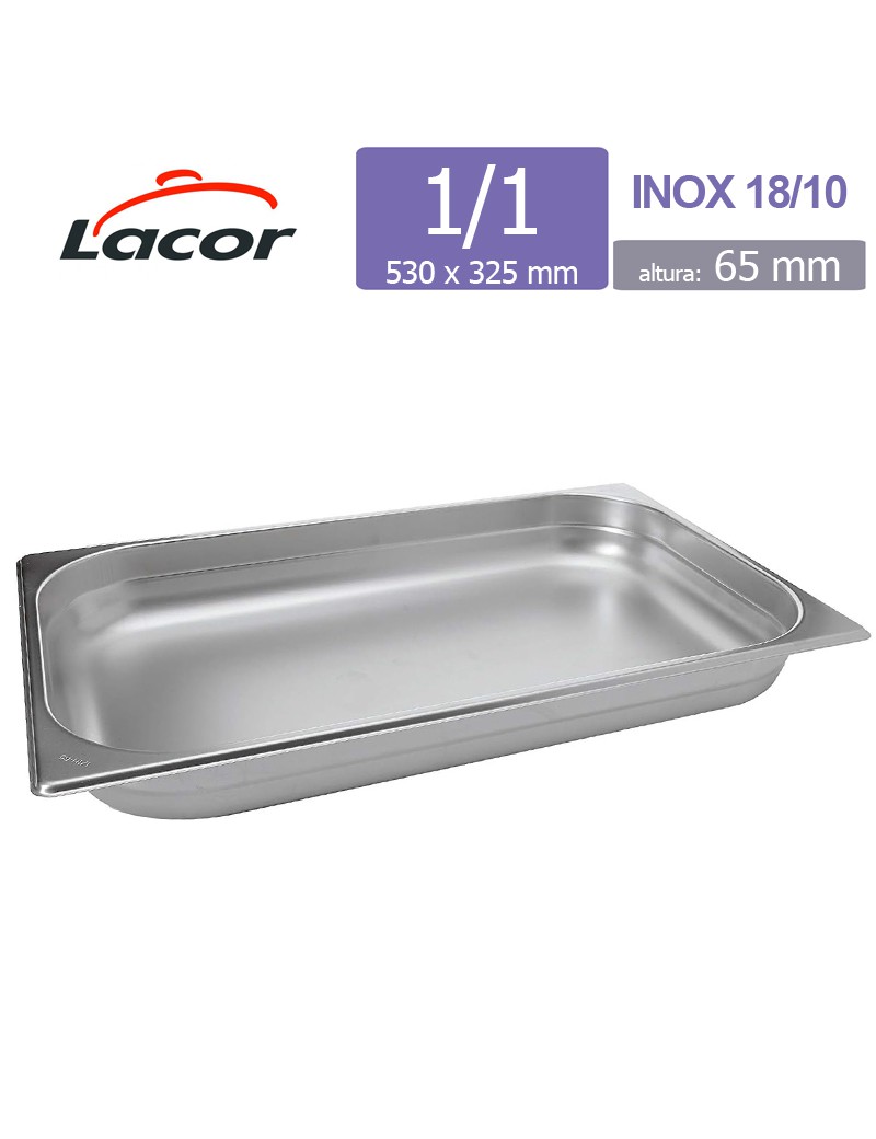 TABULEIRO GASTRONORM LACOR 66165  1/1 X65MM INOX 18/10