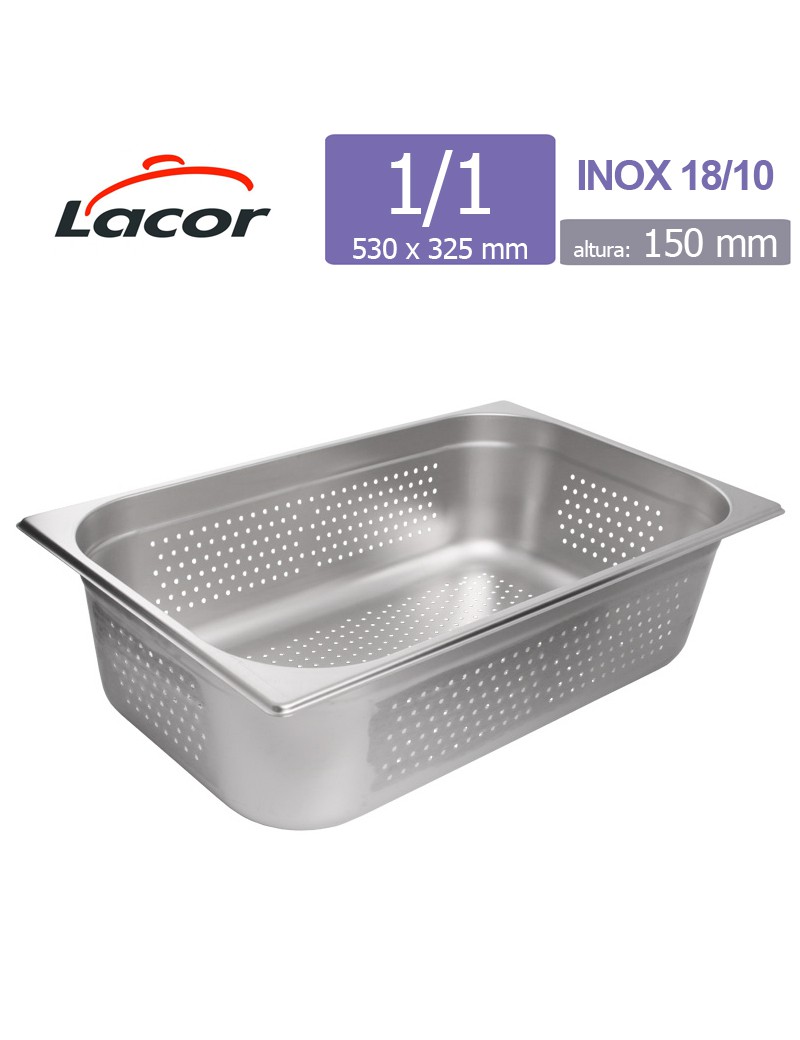 TABULEIRO GASTRONORM LACOR 66117 PERF 1/1 X150MM INOX18/10