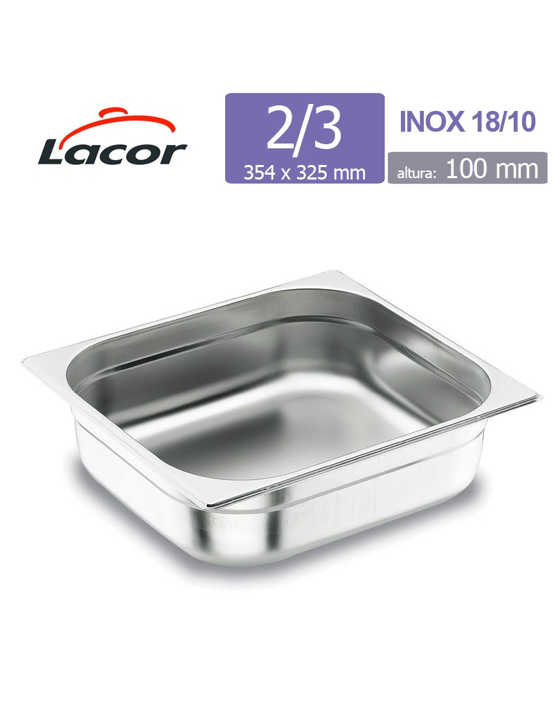 TABULEIRO GASTRONORM LACOR 66510  2/3 X100MM INOX18/10