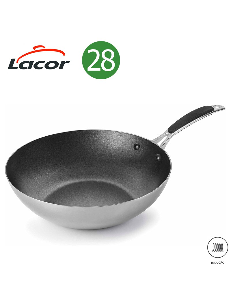 WOK LACOR 53829 TRIMETAL Ø28CM ANTIAD INDUÇAO