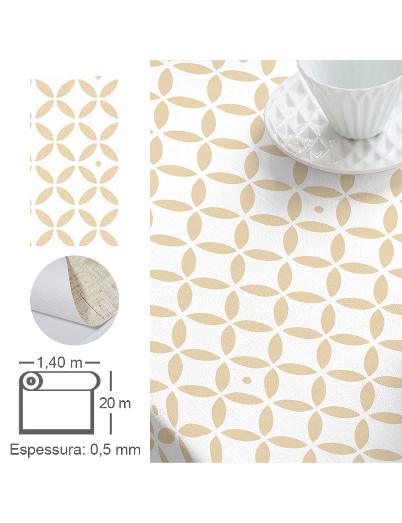 TOALHA MESA ECO HUE2359/02 RAIPUR BEIGE ROLO 1,4X20M PVC