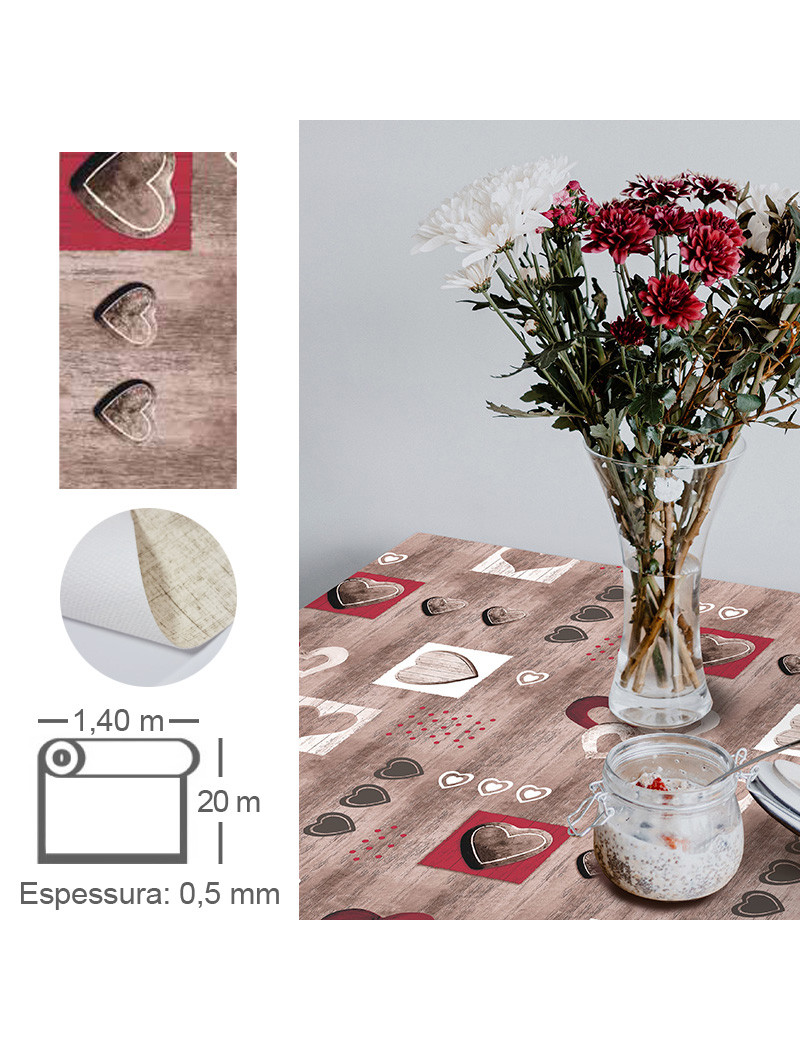 TOALHA MESA ECO HUE1488/04 HILDA RED ROLO 1,4X20M PVC