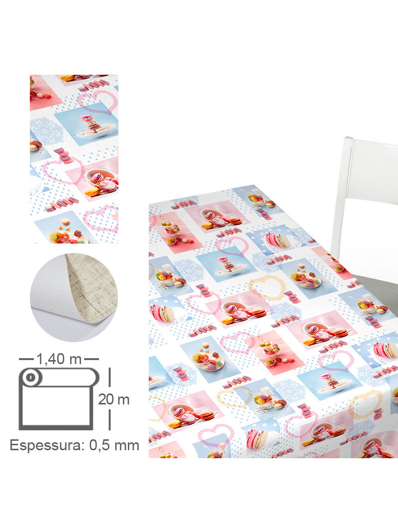 TOALHA MESA ECO HUE6088/01 MACARONS ROLO 1,4X20M PVC