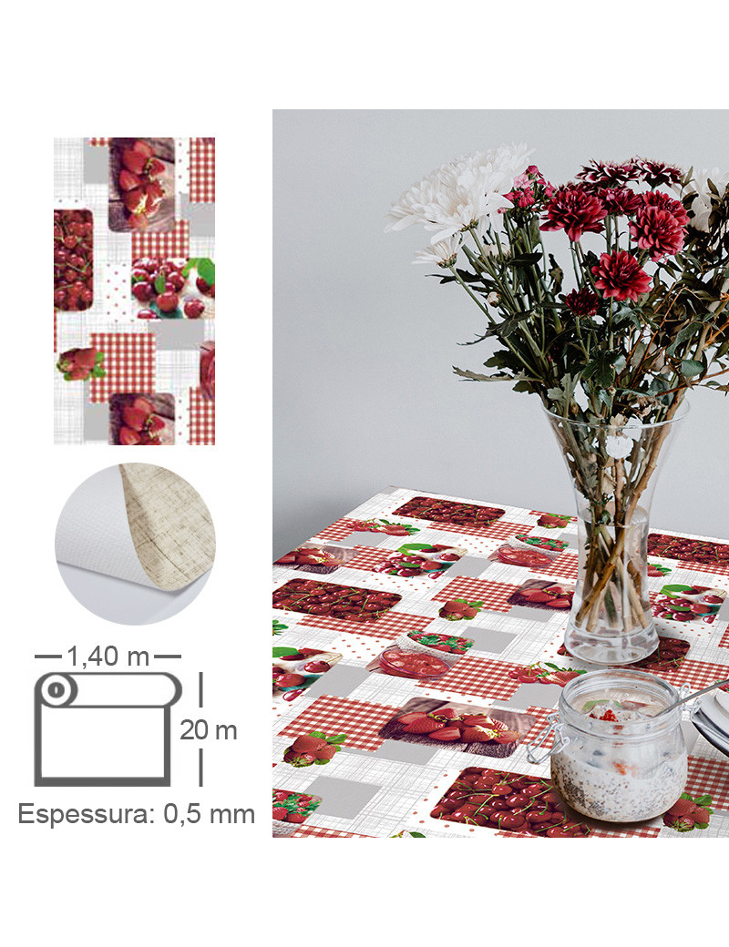 TOALHA MESA ECO HUE6286/02 BERRIES ROLO 1,4X20M PVC