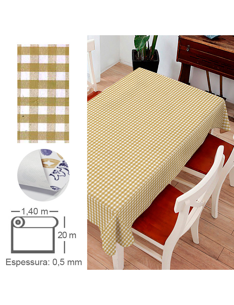 TOALHA MESA PLUS HUP8008/10 VICHY SAND ROLO 1,4X20M VINIL