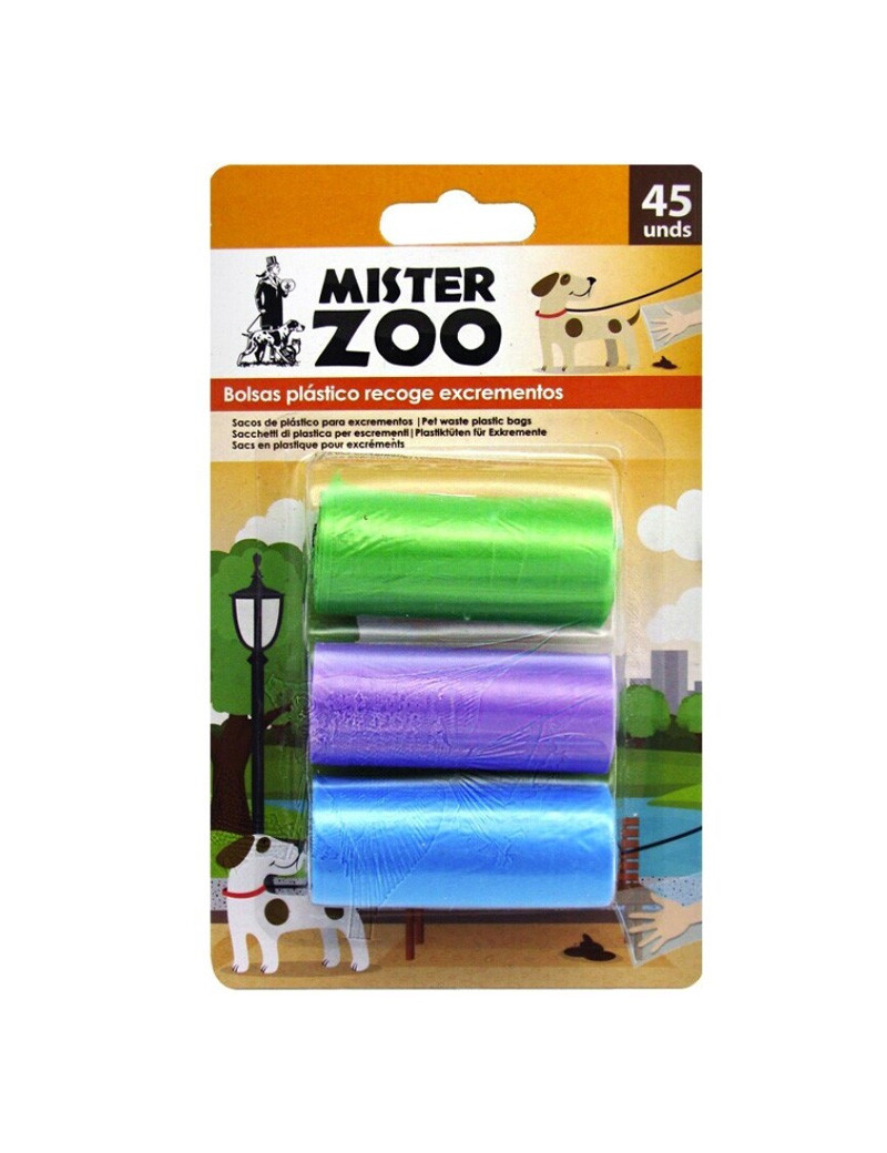 SACO EXCREMENTOS ZOO 50894  3 ROLOS CORES SORTIDAS