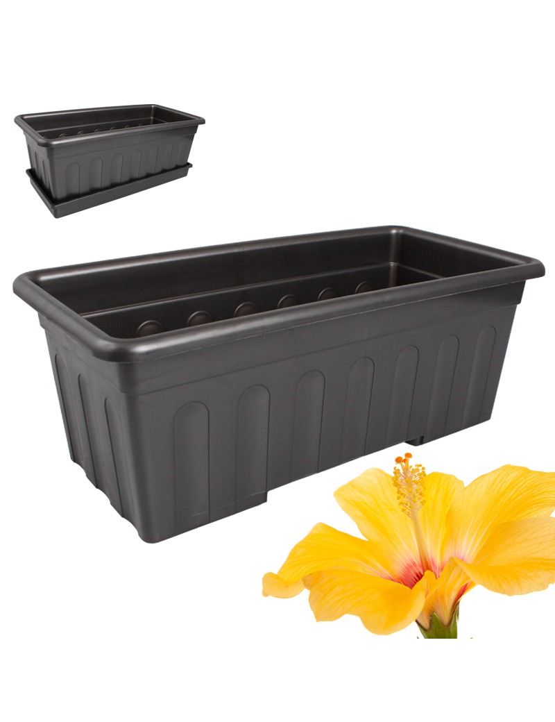 FLOREIRA 500 ANTRACITE RETANGULAR S/PRATO 50X21,5X16CM