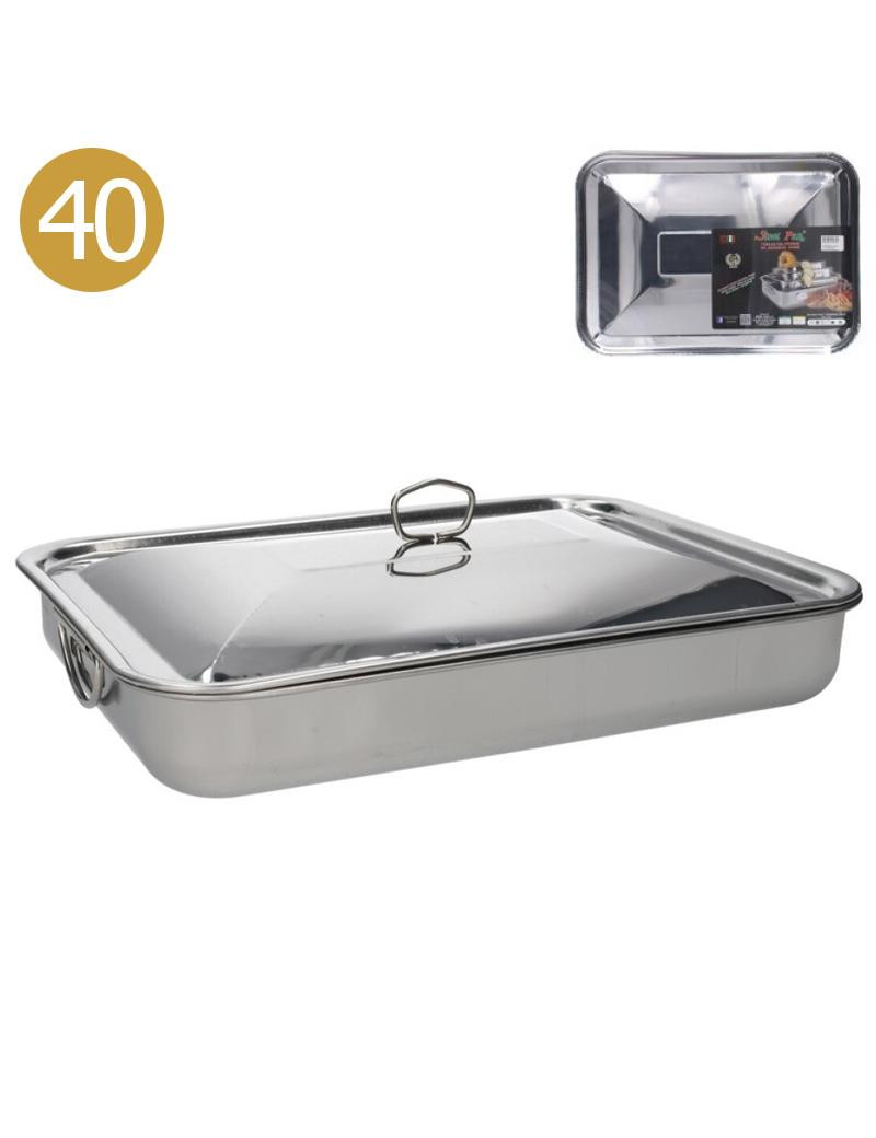 ASSADEIRA RET 104659 C/TAMPA 40X28CM INOX
