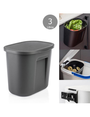 BALDE LIXO 761 BE-SMART 3L C/TP +SUPORTE CINZA