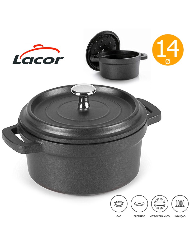 CAÇAROLA LACOR 25915 MINI PRETA 14X7,5CM 0,90L ALUM. FUND