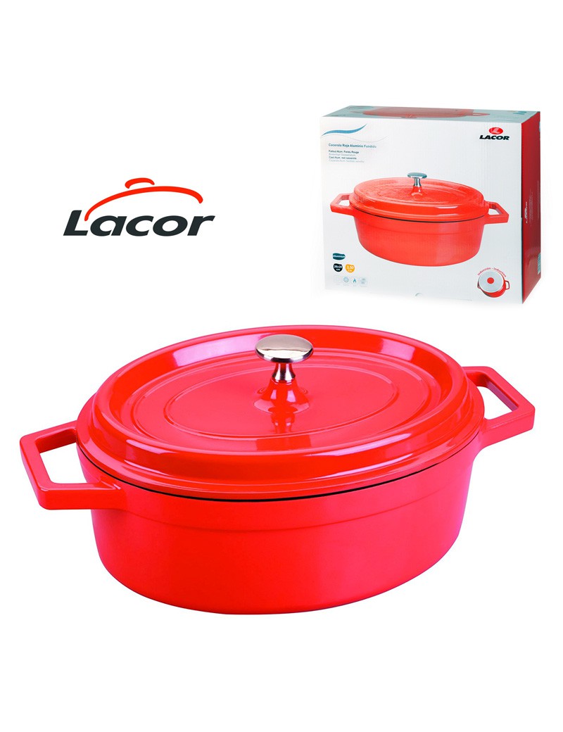 CAÇAROLA LACOR 25931 OVAL 31X25CM VERMELHA ALUM.FUND.