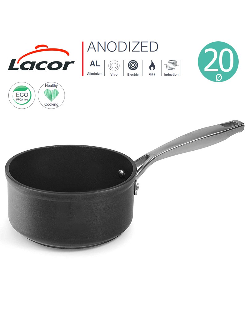 CAÇAROLA LACOR 48220 ANODIZED C/CABO 20X10CM INDUÇAO