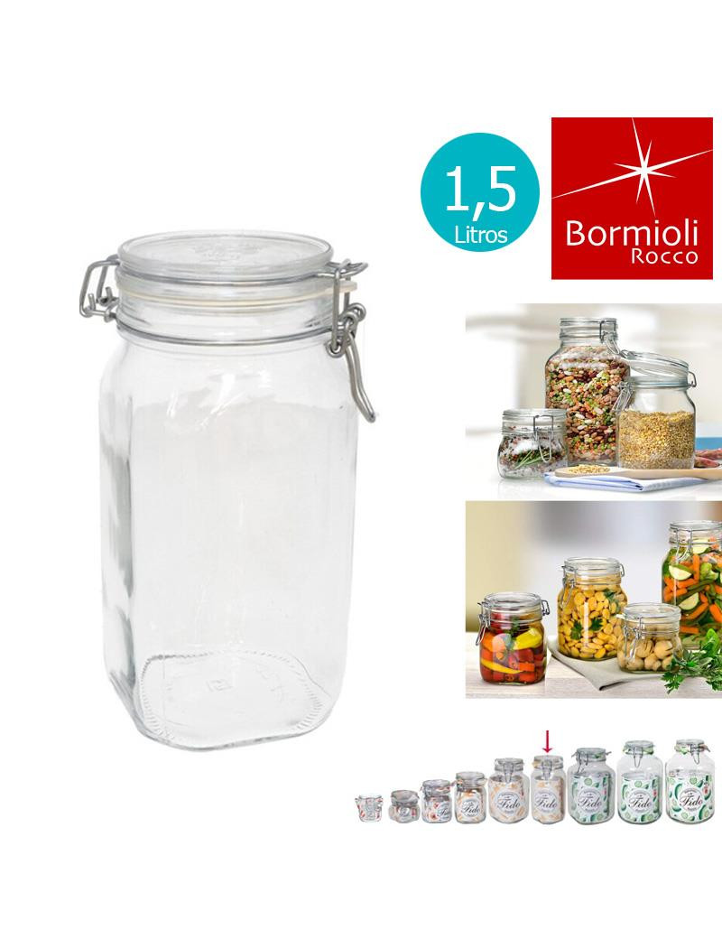 FRASCO BORMIOLI FIDO 1,5L 12X11X22CM TAMPA PRESSAO VIDRO