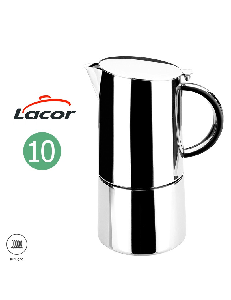 CAFETEIRA EXPRESSO LACOR 62051 MOKA 10CH INOX 18/10 INDUÇAO
