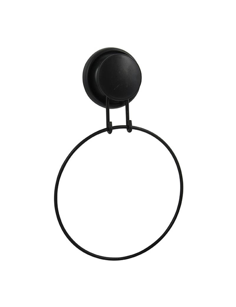 SUPORTE TOALHA 142765 PRETO MATE C/VENTOSA 15,9X3,5X26CM