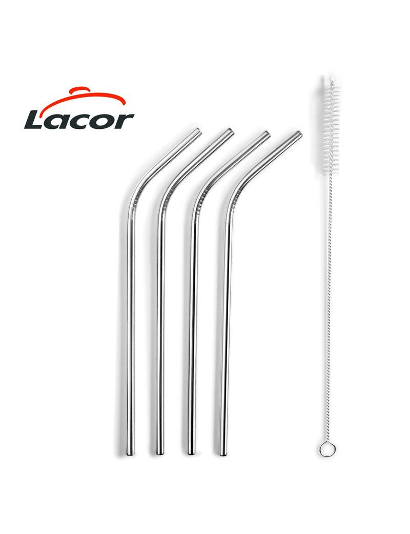 PALHINHAS LACOR 63131  4UND 21,5CM + ESCOVA LIMPEZA INOX