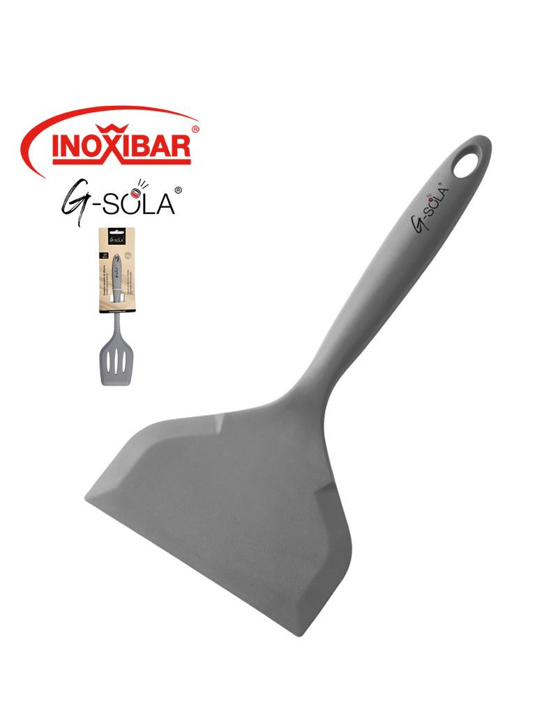 ESPATULA INOXIBAR G-SOLA 35306 LARGA CINZA 12X25CM SILICONE