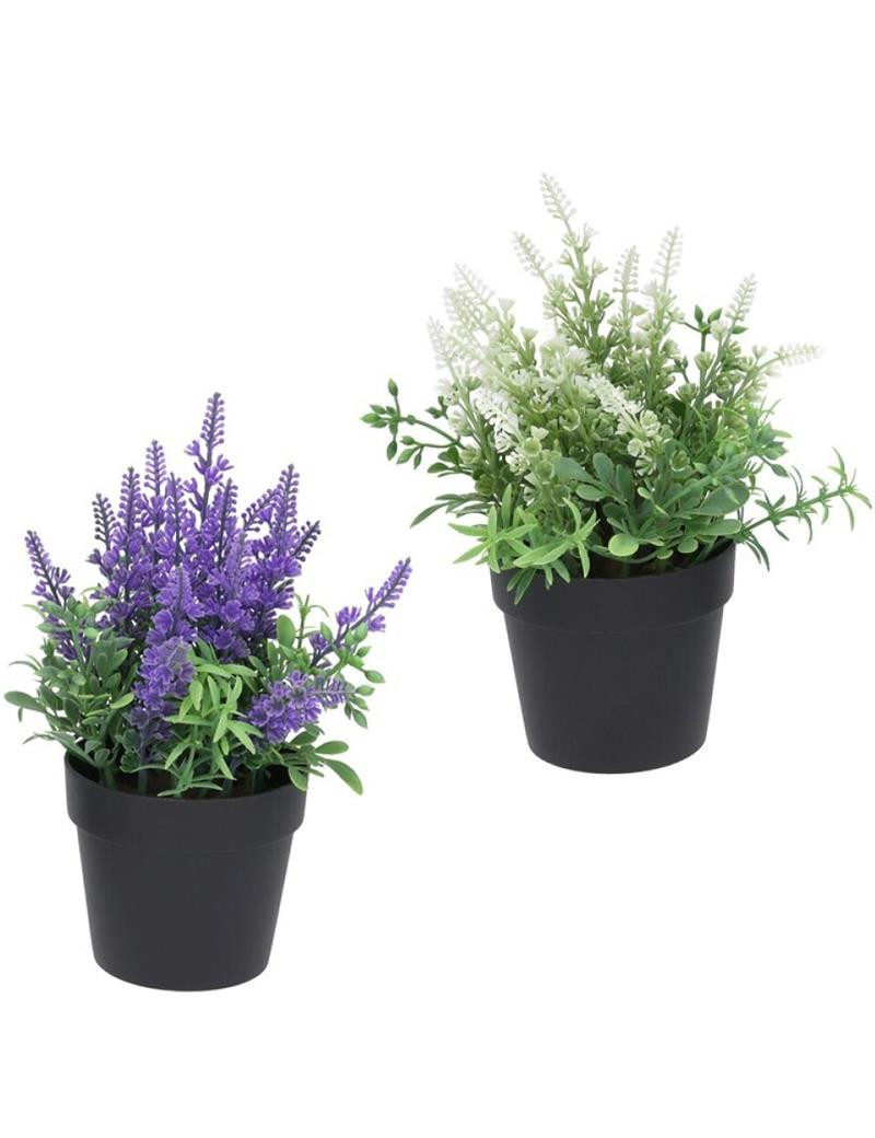 VASO 392592 PRETO LAVANDA ARTIFICIAL MIX 20CM SORTIDO