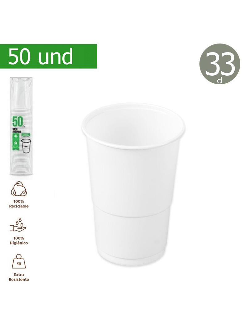 COPO MAXI 5104 BRANCO 50UND 33CL PLST REUTILIZAVEL