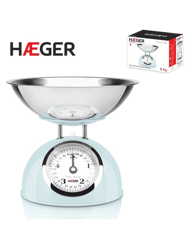 BALANÇA COZINHA HAEGER PASTEL KS-BME.010A MECANICA 5KG AZUL