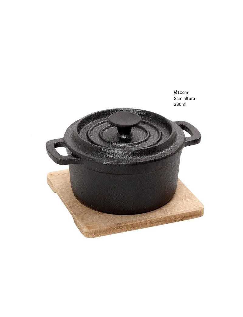 CAÇAROLA TAPAS SAG107 FERRO FUND. 10CM C/BASE BAMBU