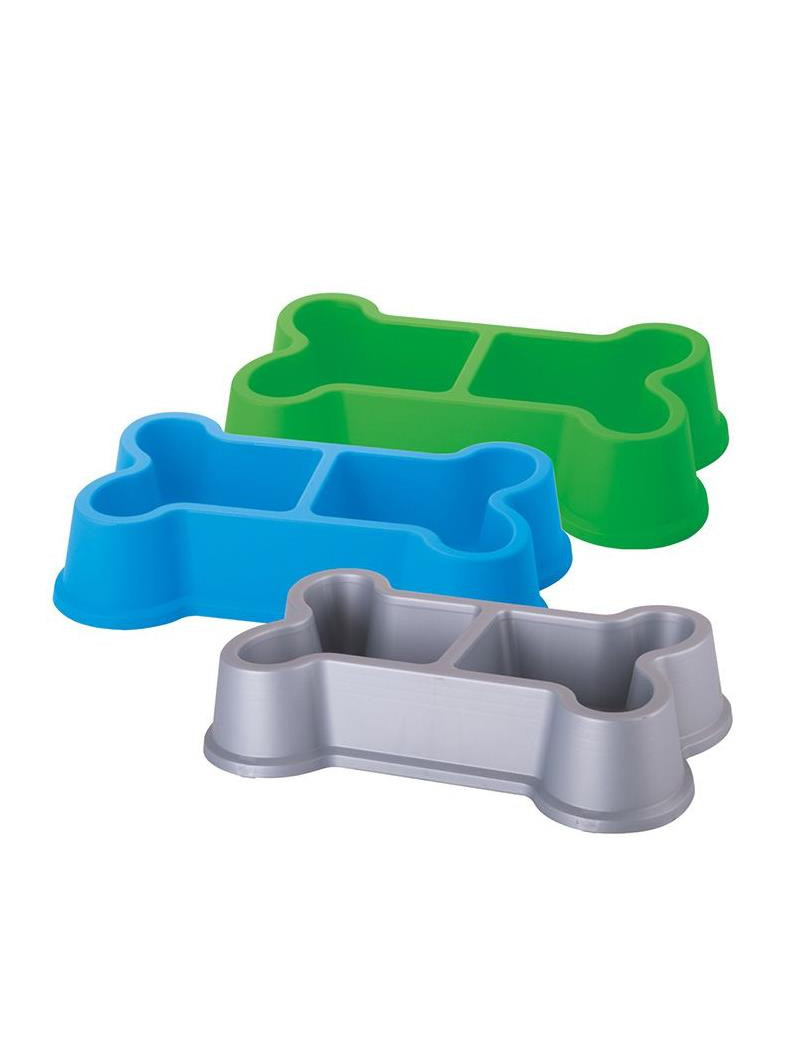 COMEDOURO 86332 BASIC DUPLO OSSO 0,9+0,9L SORT PLST