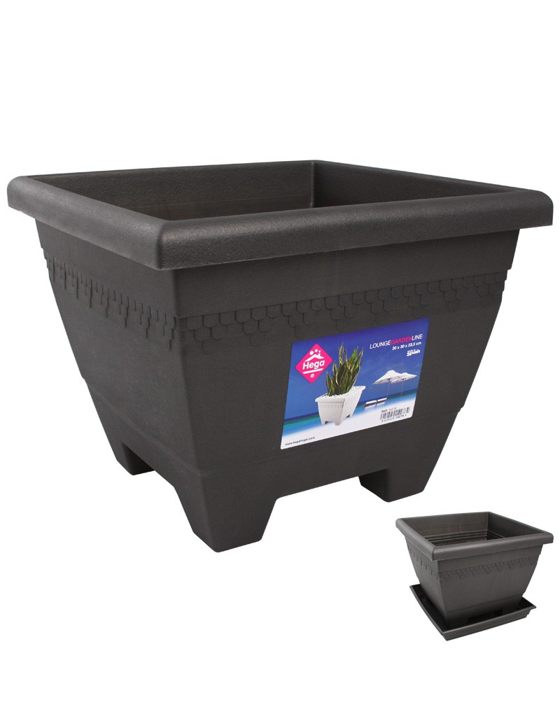 VASO JARDIM HEGA 14277 40X40X31,5CM PRETO PLST
