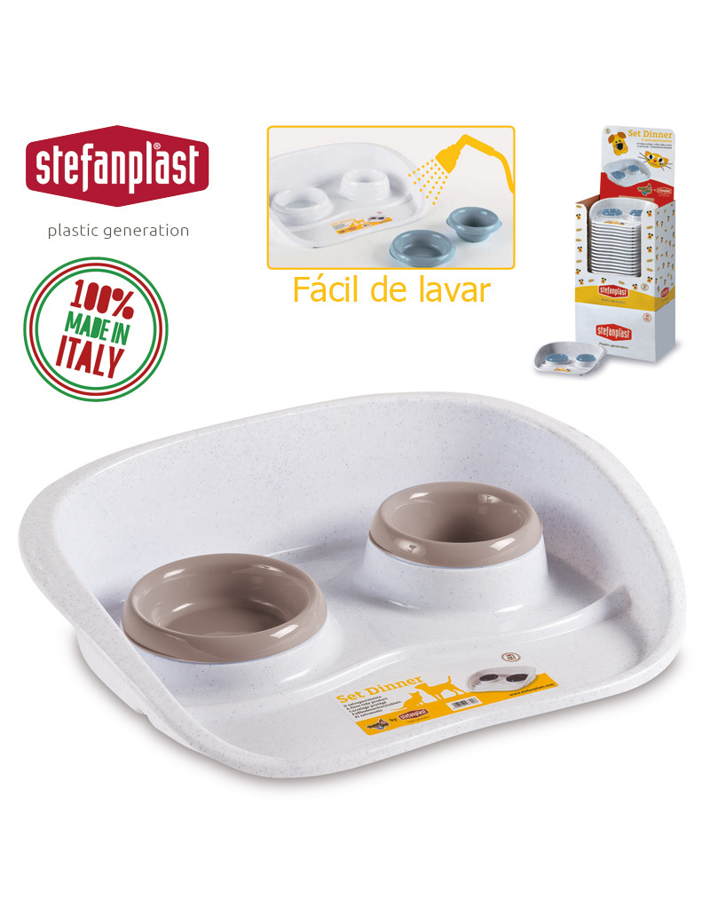 COMEDOURO 97775 DUPLO TORTORA/GRANITO 50X37,5X64CM PLST