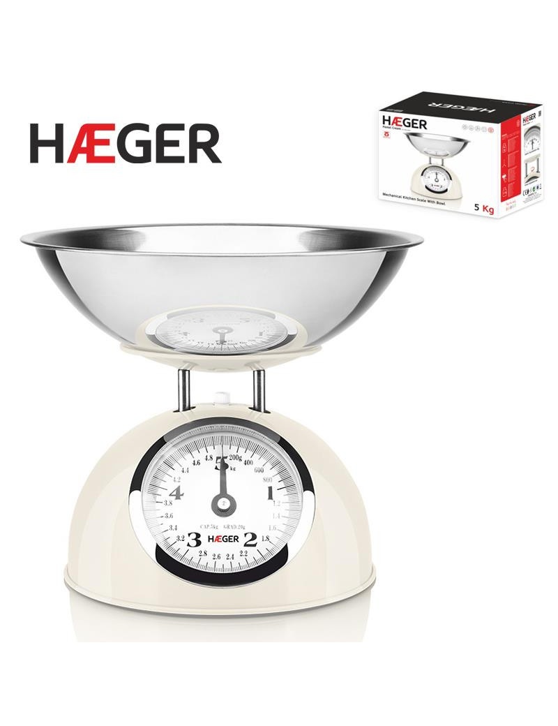 BALANÇA COZINHA HAEGER PASTEL KS-CME.009A MECANICA 5KG CREME