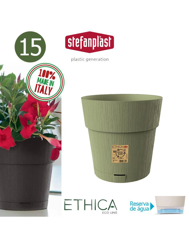VASO 68002 ETHICA VERDE OLIVA 15X15CM PLST
