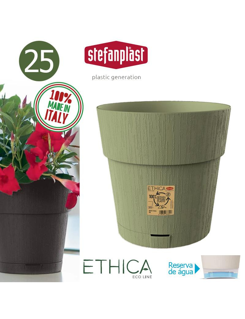 VASO 68102 ETHICA VERDE OLIVA 25X25CM PLST