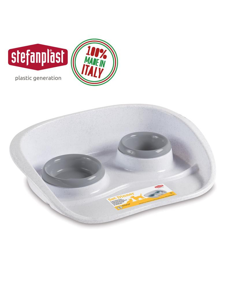 COMEDOURO 97771 DUPLO CINZA/GRANITO 50X37,5X64CM PLST