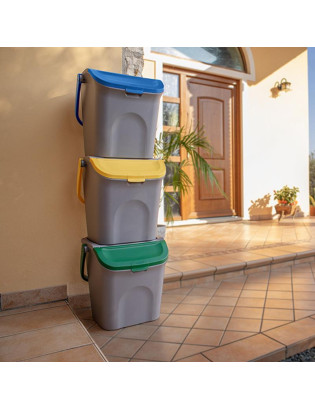 BALDE LIXO 69000 ECO WAY VERTICAL 28L C/TAMPA AMARELA