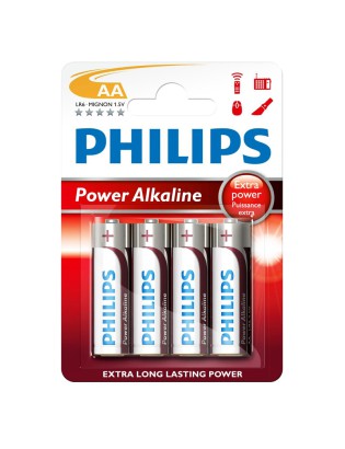 PILHA PHILIPS POWER ALCALINA AA LR6 1,5V BL4                