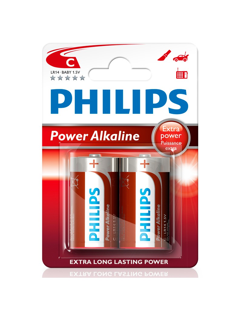 PILHA PHILIPS POWER ALCALINA C LR14 1,5V BL2                