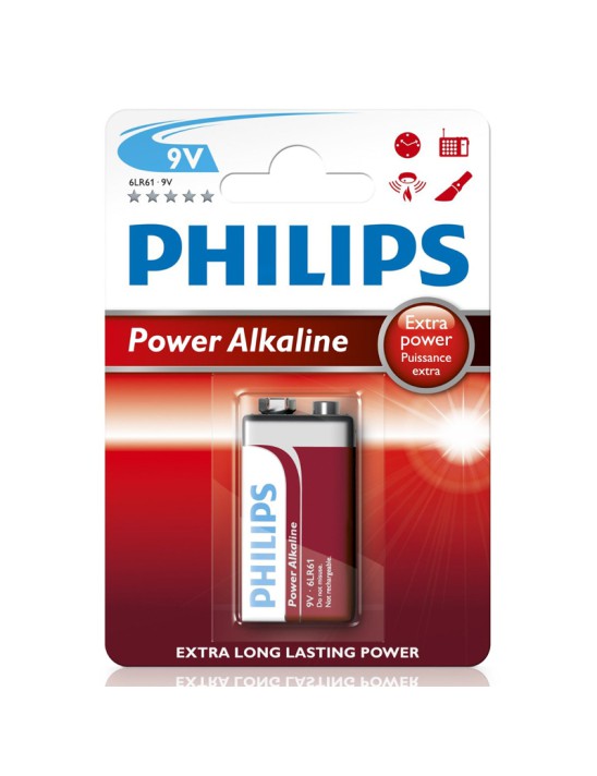 PILHA PHILIPS POWER ALKALINE 9V 6LR-61 BL1                  