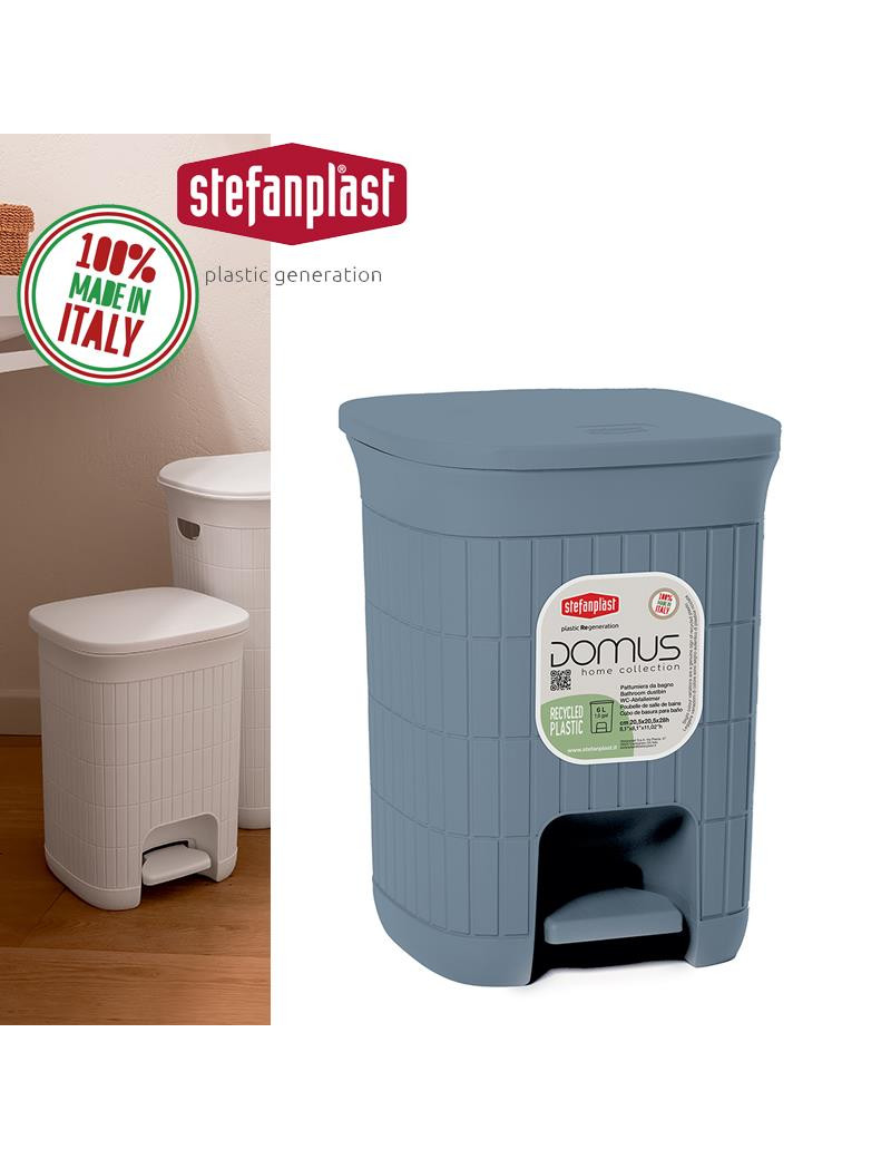 BALDE LIXO 90403 DOMUS AZUL SMOKY 6L PLST