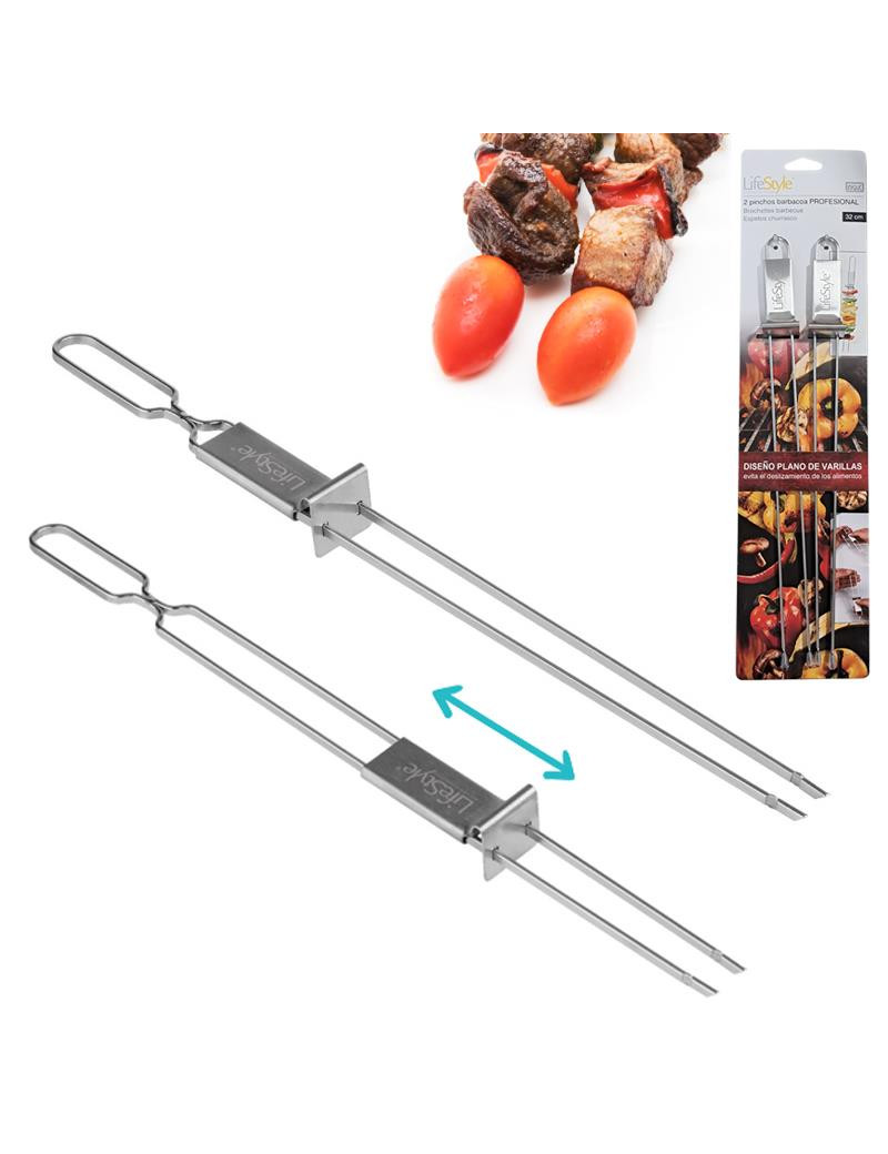 ESPETO / ESPETADA CHURRASCO LS 2674 PRO DUPLO 2UND 32CM INOX