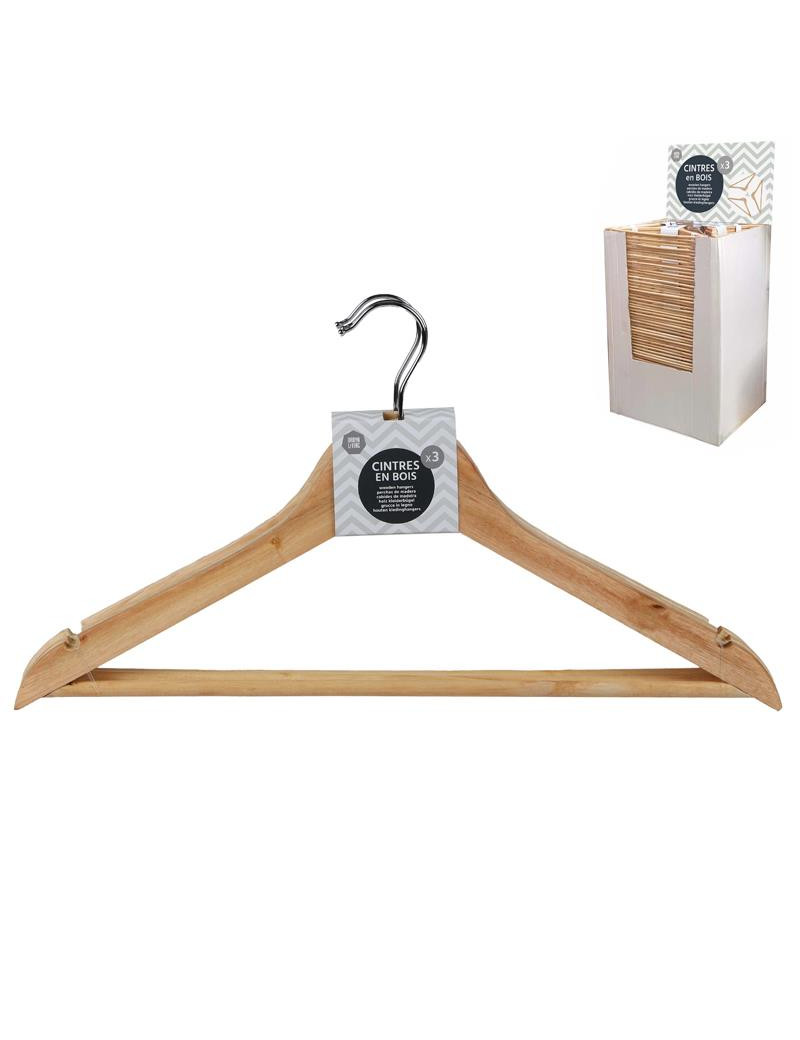 CABIDE ROUPA UL 115888 MADEIRA CONJ.3  44,5CM