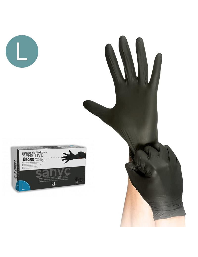 LUVAS SENSITIVE 5273 T.L 100UND NITRILO PRETO S/PO DESCART.
