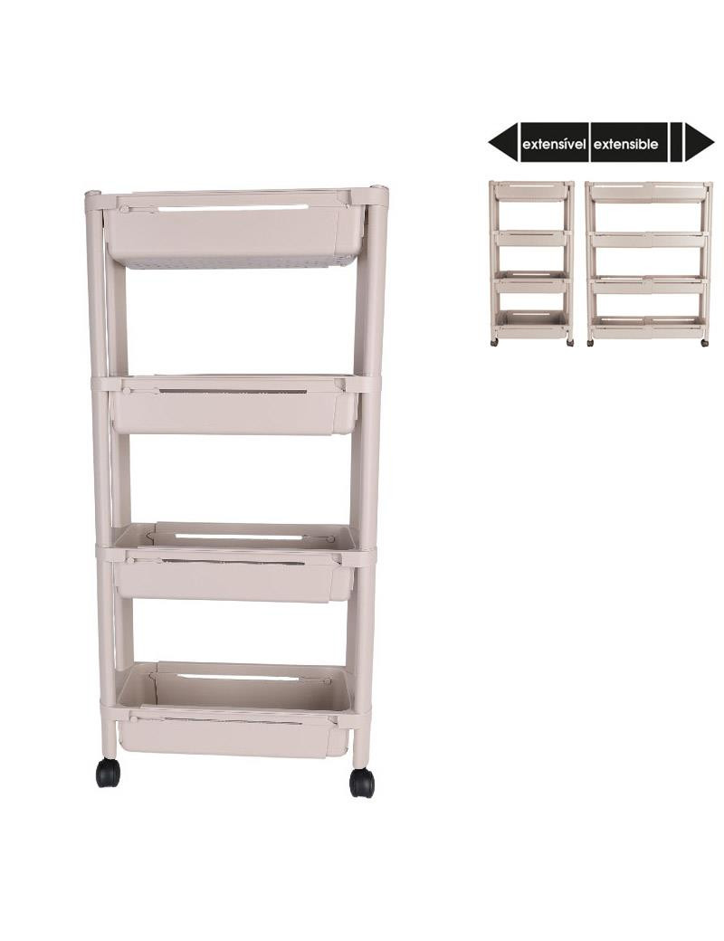 CARRO ARRUMAÇAO CD 3012 BEC BEGE EXTEN 37,5-60X15CM 4PRAT