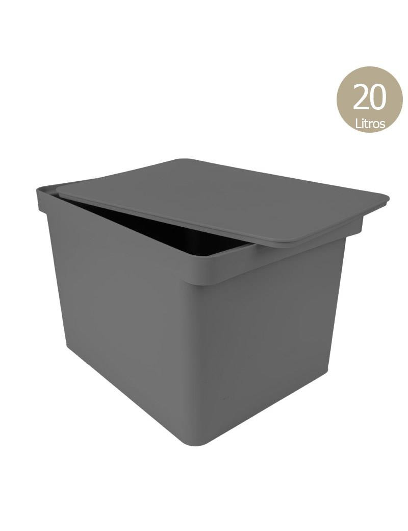 CAIXA ARRUMAÇAO CD 3066 BECLAS DECO CINZA 20L 28X38X24,5CM